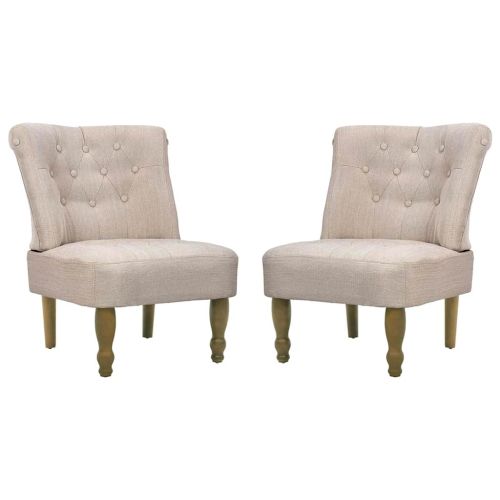 Френски столове, 2 бр, кремави, текстил