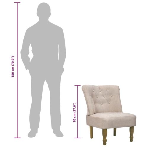 Френски столове, 2 бр, кремави, текстил