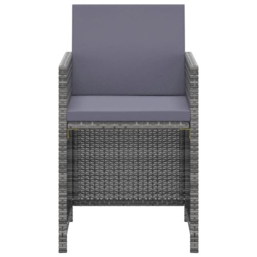 Градински комплект с възглавници 3 части полиратан сив