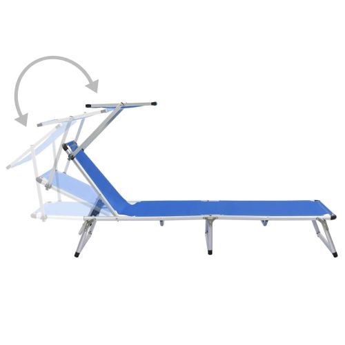 312457 Folding Sun Loungers with Roof 2 pcs Aluminium&Textilene Blue