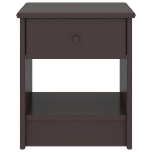 Нощно шкафче, тъмнокафяво, 35x30x40 см, бор масив