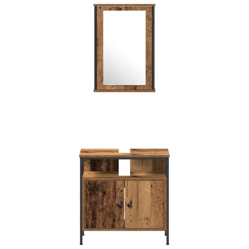 Комплект мебели за баня с врата 3 pcs Кафяво 33 x 33 x 120.5 см