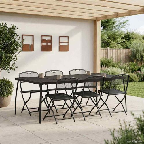 Комплект за външни мебели 7 pcs Антрацит Желязо и стомана