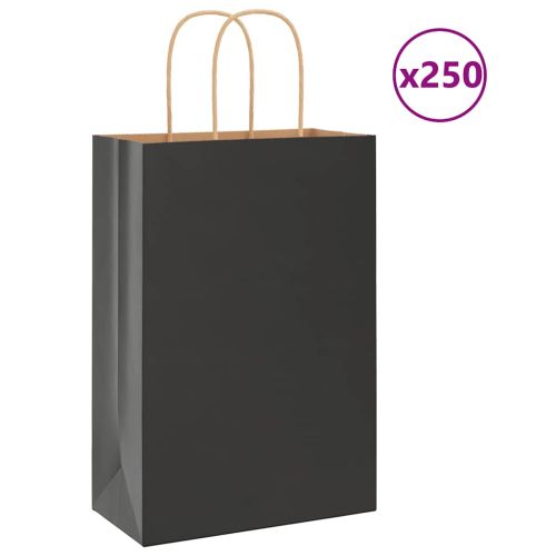 Хартиени торбички 250 бр с дръжки черни 21x11x31 см