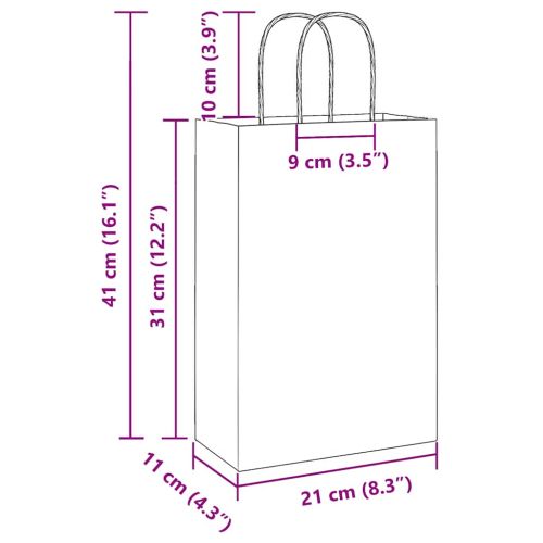 Хартиени торбички 250 бр с дръжки черни 21x11x31 см