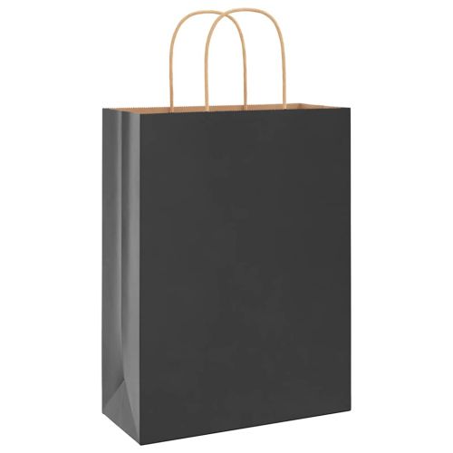Хартиени торбички 250 бр с дръжки черни 26x12x35 см