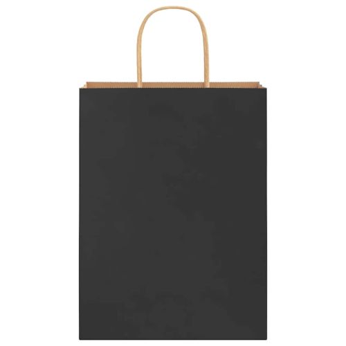Хартиени торбички 250 бр с дръжки черни 26x12x35 см
