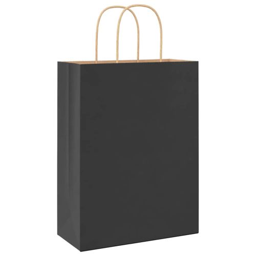 Хартиени торбички 250 бр с дръжки черни 26x12x35 см