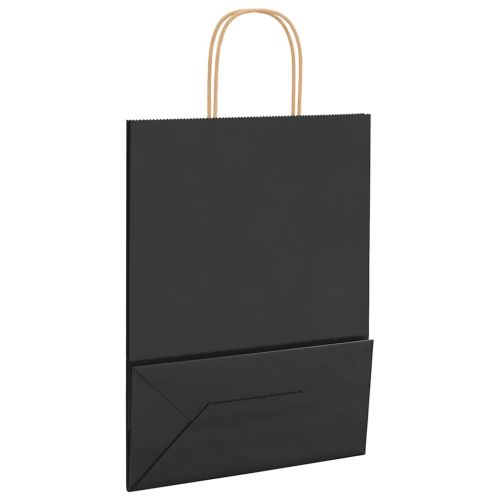 Хартиени торбички 250 бр с дръжки черни 26x12x35 см