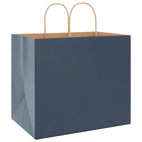 Хартиени торбички 250 бр с дръжки сини 32x22x28 см