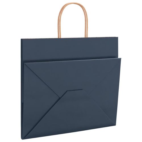 Хартиени торбички 250 бр с дръжки сини 32x22x28 см