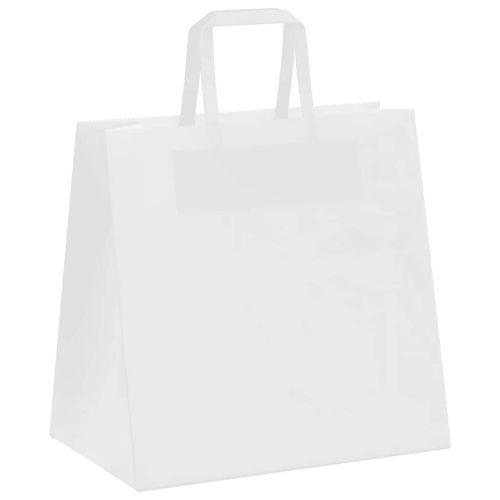 Хартиени торбички 50 бр с дръжки бели 26x17x25 см