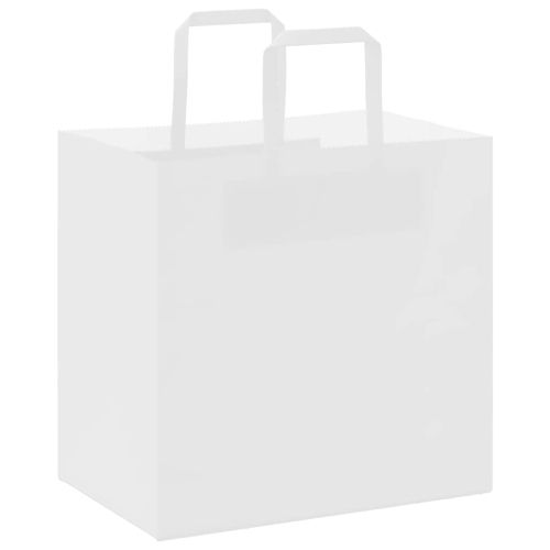 Хартиени торбички 50 бр с дръжки бели 26x17x25 см