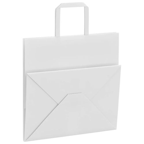 Хартиени торбички 50 бр с дръжки бели 26x17x25 см