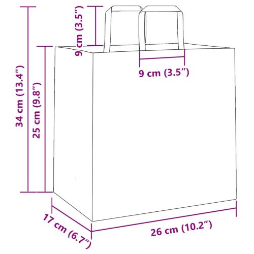 Хартиени торбички 50 бр с дръжки бели 26x17x25 см
