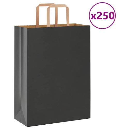 Хартиени торбички 250 бр с дръжки черни 26x12x35 см