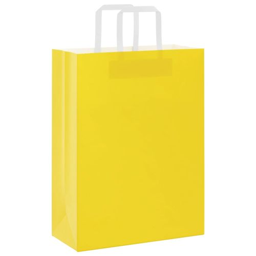Хартиени торбички 50 бр с дръжки жълти 26x12x35 см