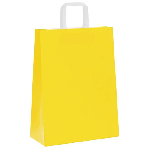 Хартиени торбички 50 бр с дръжки жълти 26x12x35 см