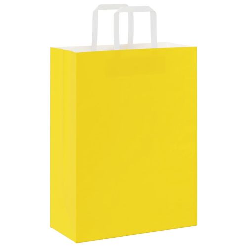 Хартиени торбички 50 бр с дръжки жълти 26x12x35 см