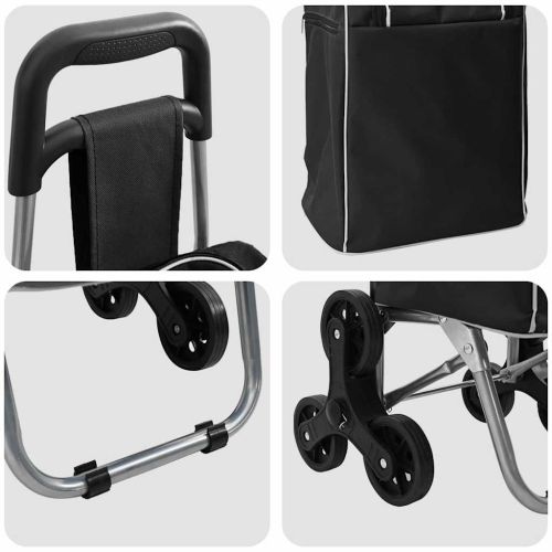 Пазарски тролей Черно 39,5 x 33 x 93 см Оксфордска тъкан