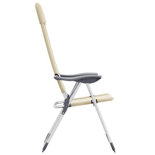 Сгъваеми къмпинг столове, 2 бр, кремави, алуминий