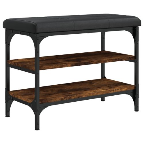 Пейка за обувки, опушен дъб, 62x32x47 см, инженерно дърво