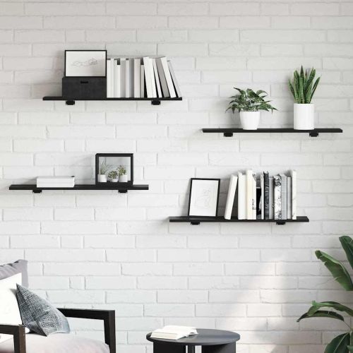 Етажерка Борд 4 pcs Черен 80 x 20 x 1,5 cm Инженерно дърво