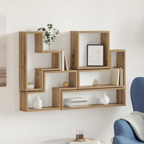 Стенен рафт Монтиране на стена Дъб 96 x 12 x 64 см