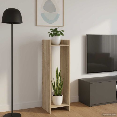 Стойка за растения с рафт Сонома дъб 30 x 30 x 100 см