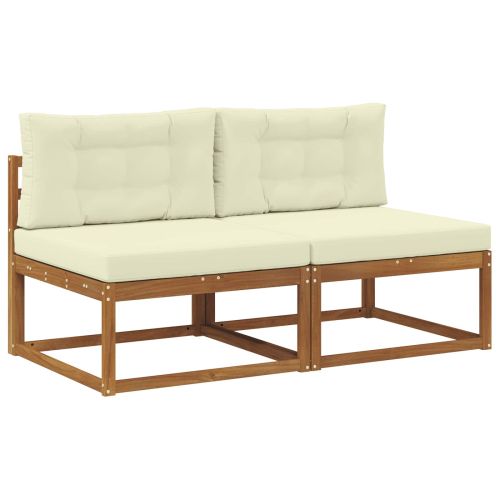 Среден диван за открито с възглавница 2 Брой Естествен