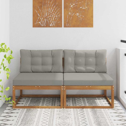 Среден диван за открито с възглавница 2 Брой Естествен