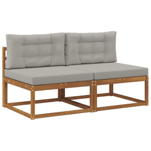 Среден диван за открито с възглавница 2 Брой Естествен