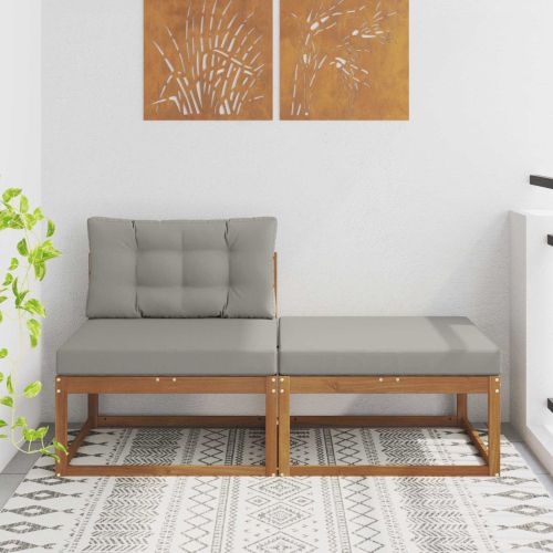 Секционен диван с възглавница 2 Брой Естествен