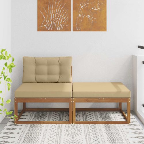 Секционен диван с възглавница 2 Брой Естествен