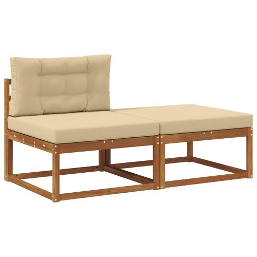 Секционен диван с възглавница 2 Брой Естествен