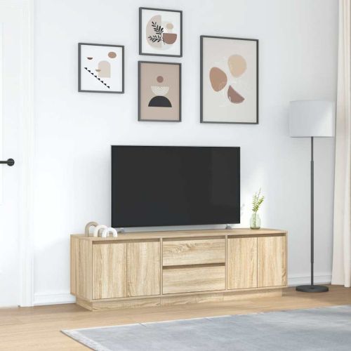 ТВ шкаф с LED осветление, дъб сонома, 160,5x41x50 см
