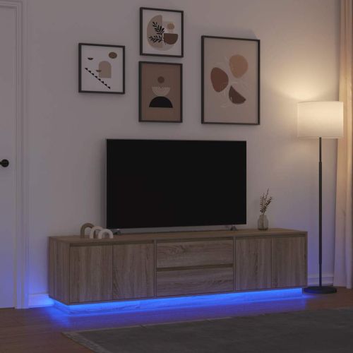 ТВ шкаф с LED осветление, дъб сонома, 193,5x41x50 см