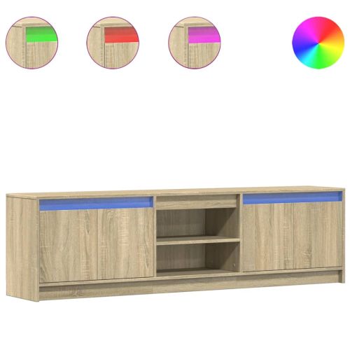 ТВ шкаф с LED, сонома дъб, 180x34x50 см, инженерно дърво