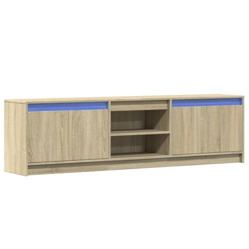 ТВ шкаф с LED, сонома дъб, 180x34x50 см, инженерно дърво