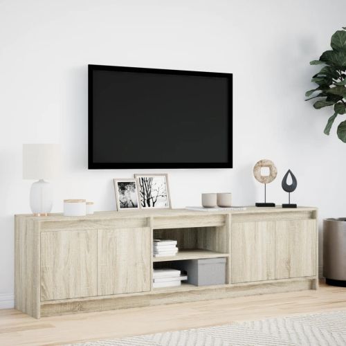 ТВ шкаф с LED, сонома дъб, 180x34x50 см, инженерно дърво