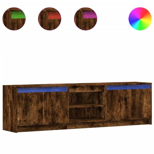 ТВ шкаф с LED, опушен дъб, 180x34x50 см, инженерно дърво