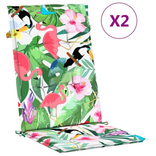 Възглавници за столове с облегалки 2 бр шарени 120x50x3 см плат