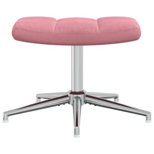 Релаксиращ стол с табуретка, розов, кадифе