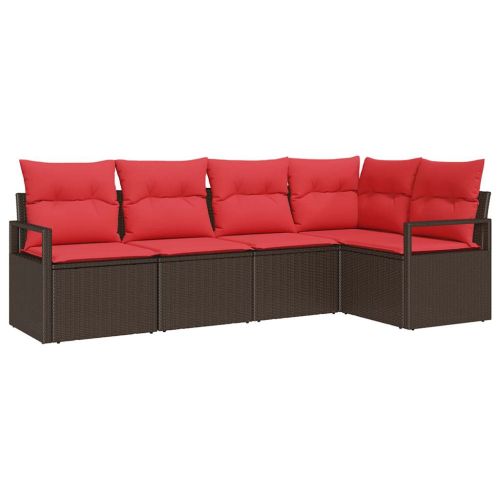 Комплект дивани 5 pcs Кафяво полиратан