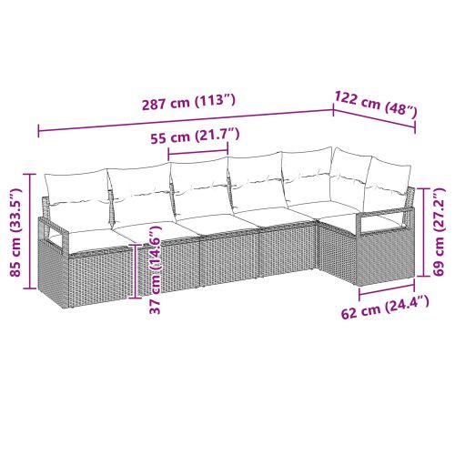 Комплект дивани 6 pcs Кафяво полиратан