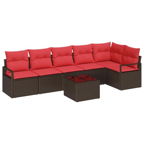 Комплект дивани 7 pcs Кафяво полиратан