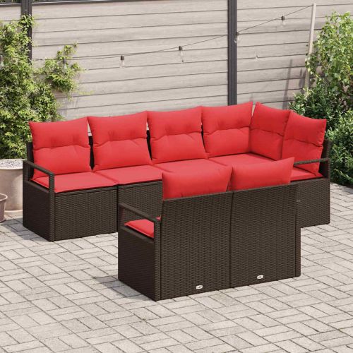 Комплект дивани 7 pcs Кафяво полиратан