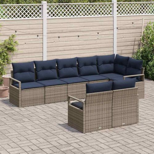 Комплект дивани 8 pcs Сив полиратан