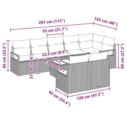 Комплект дивани 9 pcs Сив полиратан
