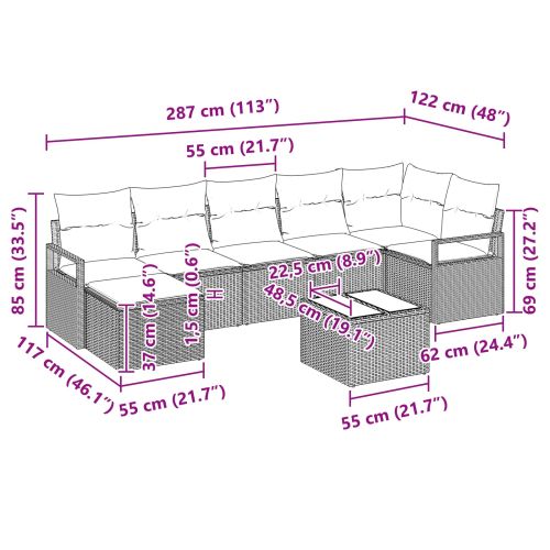 Комплект дивани 8 pcs Кафяво полиратан